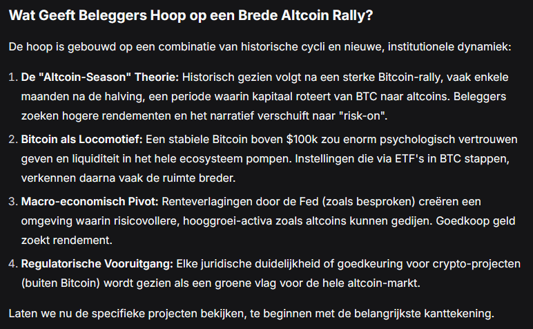 Wat geeft traders hoop op een altcoin rally - Bron: DeepSeek AI