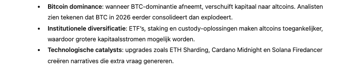 Bepalende factoren voor altseason - Bron ChatGPT