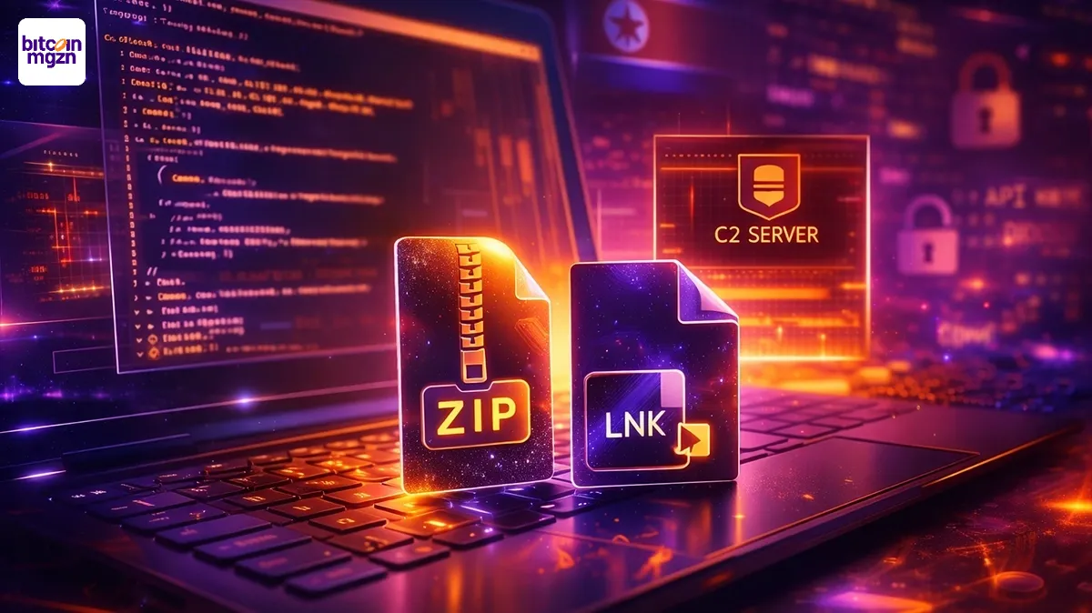 Paarse oranje cyberafbeelding van Hackers die via Discord bestanden gebruiken om malware te verspreiden.