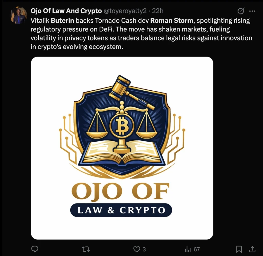 Tornado Cash-zaak en privacy: Vitalik spreekt zich uit