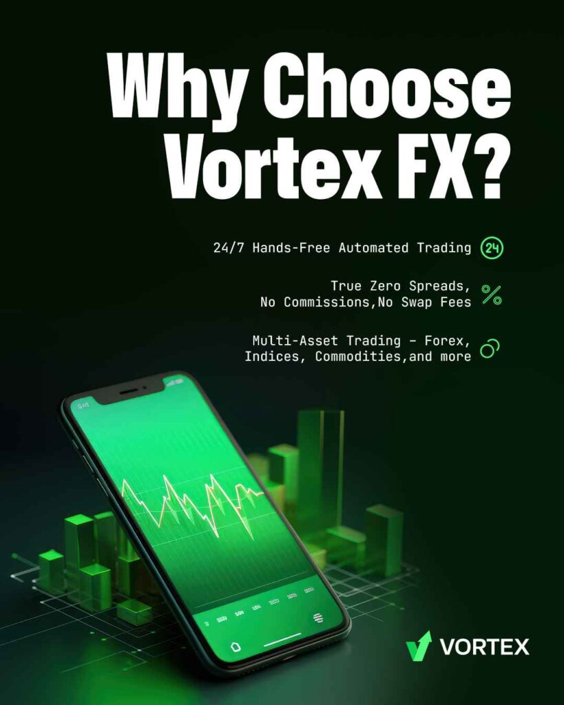 Kies voor hands free trading zonder commissie of swap fees met Vortex FX