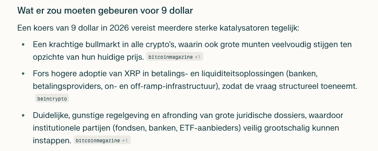 XRP koers naar $9 - Bron Perplexity