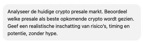 Prompt crypto presale - bron: ChatGPT