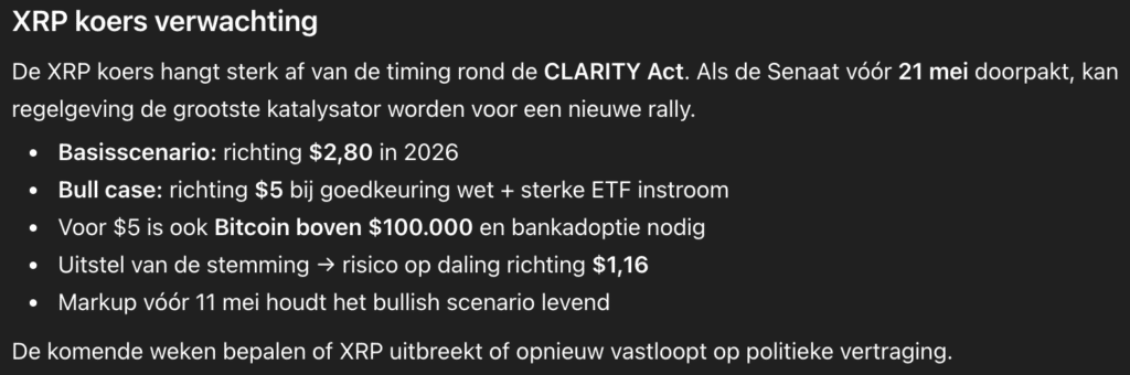 XRP koers verwachting volgens ChatGPT
