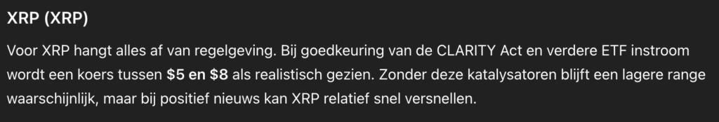 XRP koers verwachting volgens ChatGPT. Bron ChatGPT.