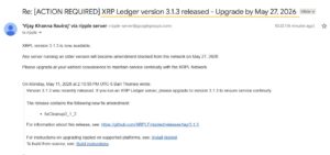 XRP Ledger upgrade 27 mei
