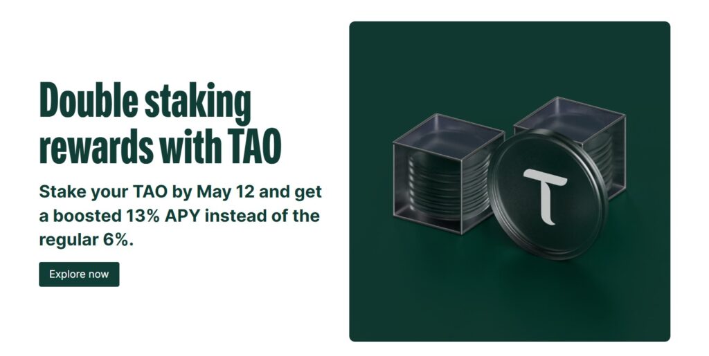 Bitpanda verdubbelt TAO staking rewards: 13% APY tot 12 mei