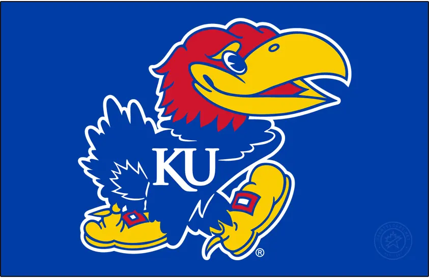 Kansas Jayhawks athletics logo featuring a blue jay with a red head and yellow beak.