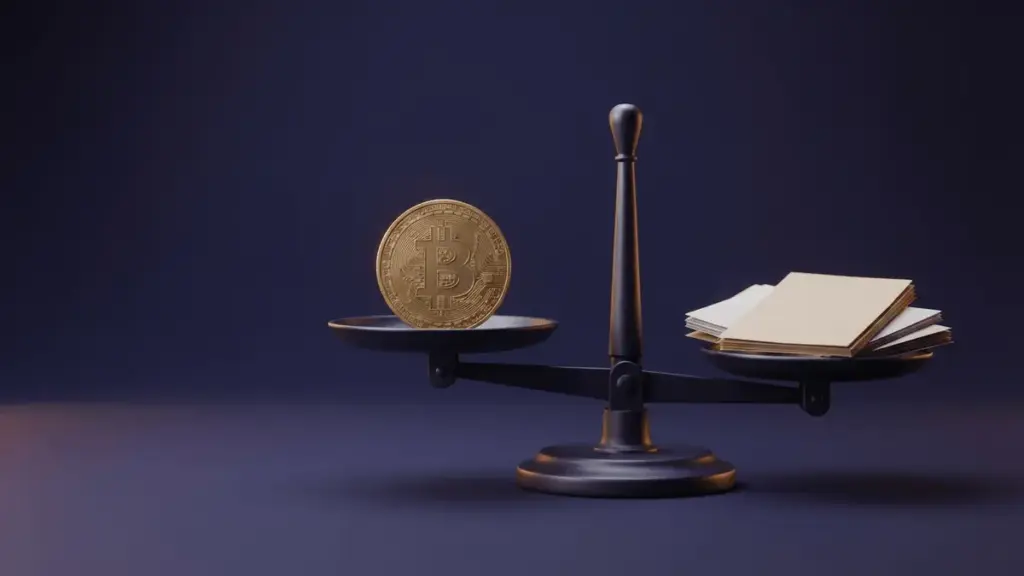 Gouden bitcoin op een balans die laat zien hoe financiering de kaspositie kan verhogen